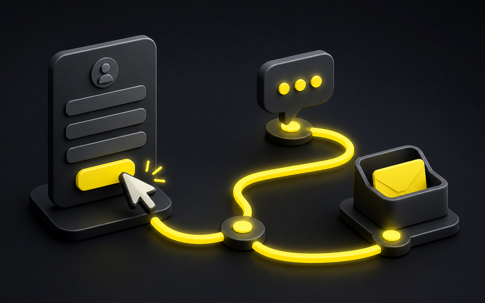 Illustration of a simple contact form becoming a customer conversation