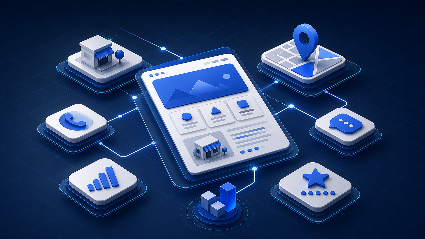 Abstract local SEO website structure illustration