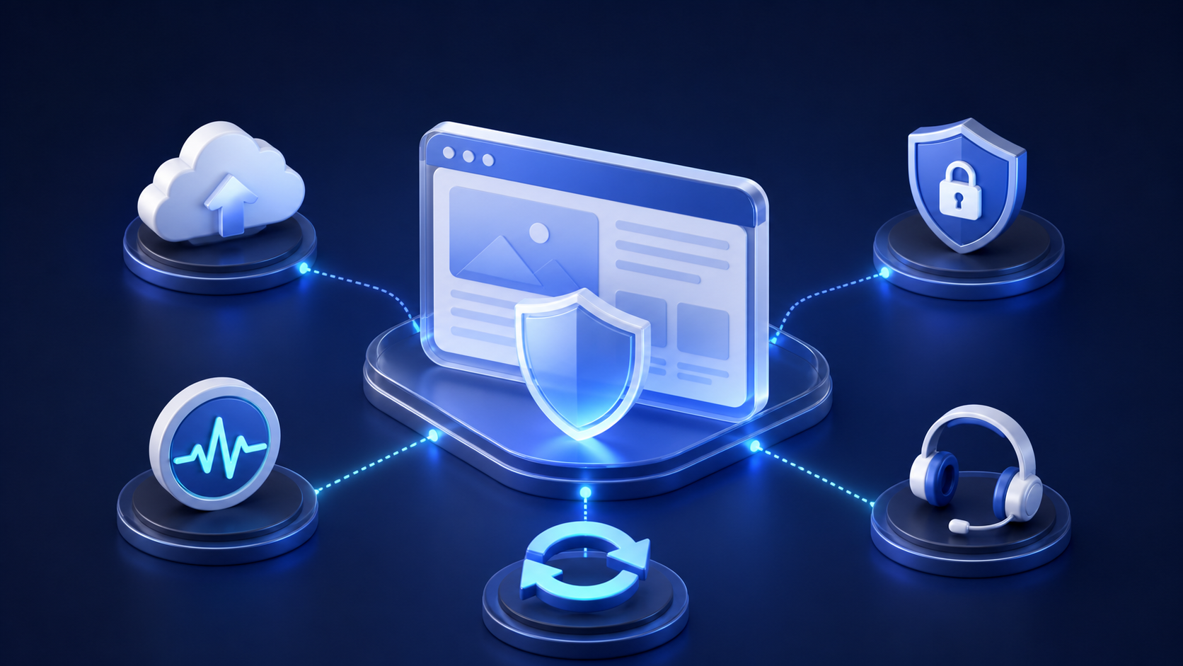Abstract managed website care system illustration