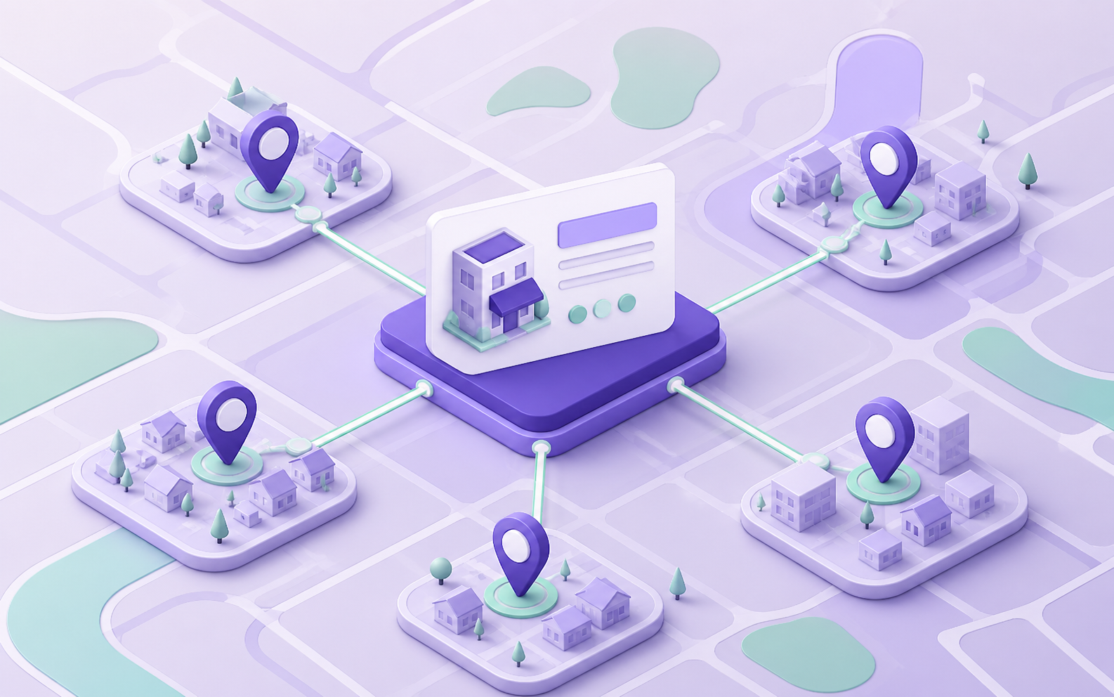 Illustration of a local service business connecting to its genuine service areas