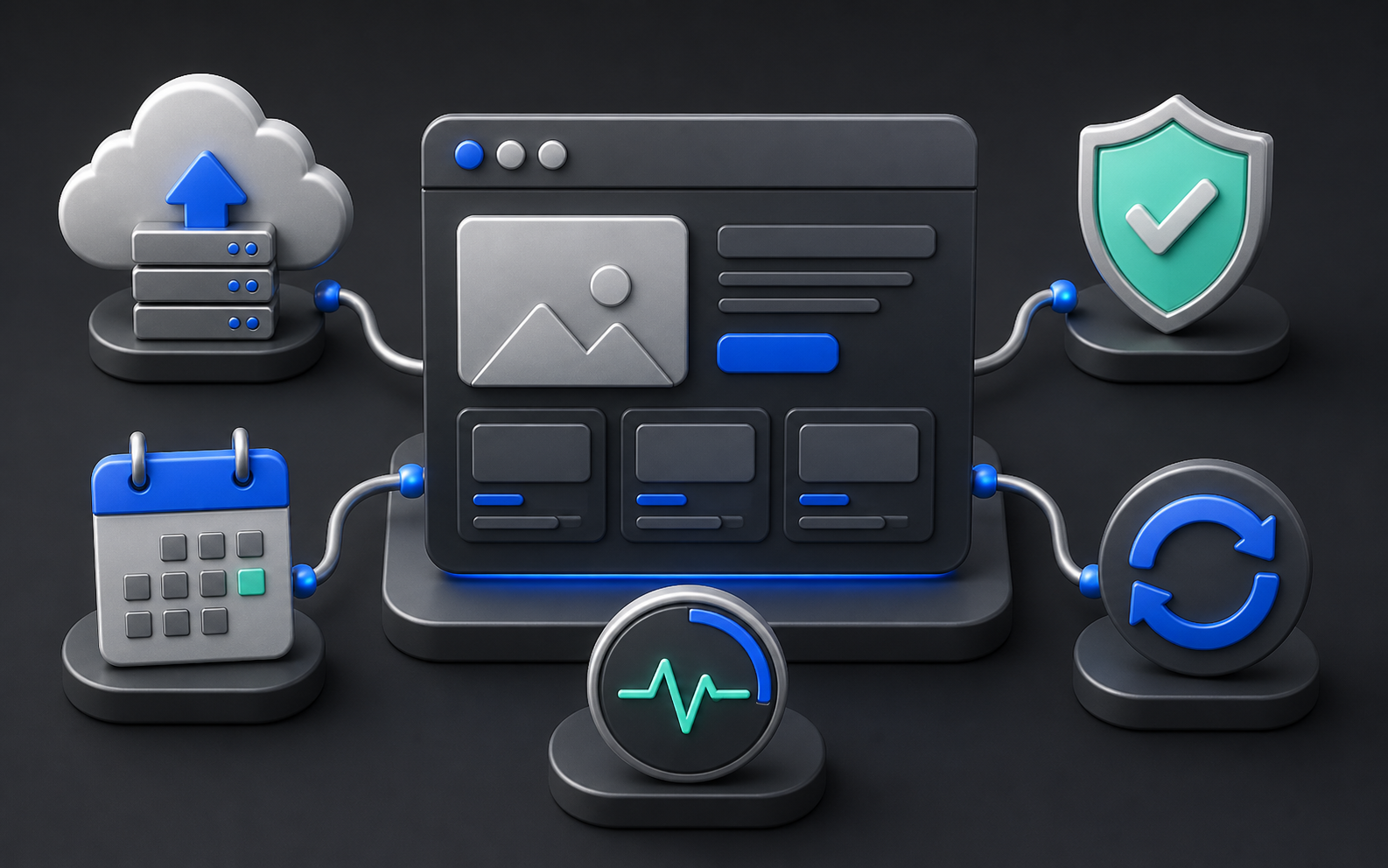 Illustration of a website maintenance care system